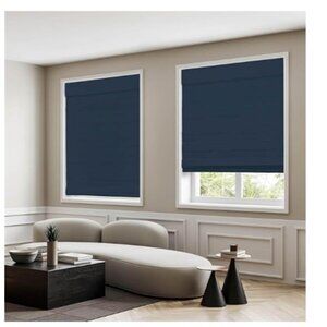 DEZ FURNISHINGS Cordless Room Darkening Classic Roman Shade, 23x64 in. Indigo